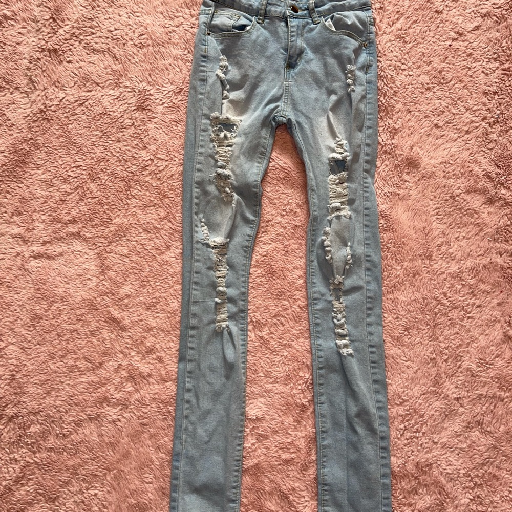 SHEIN High Waist Ripped Skinny Jeans